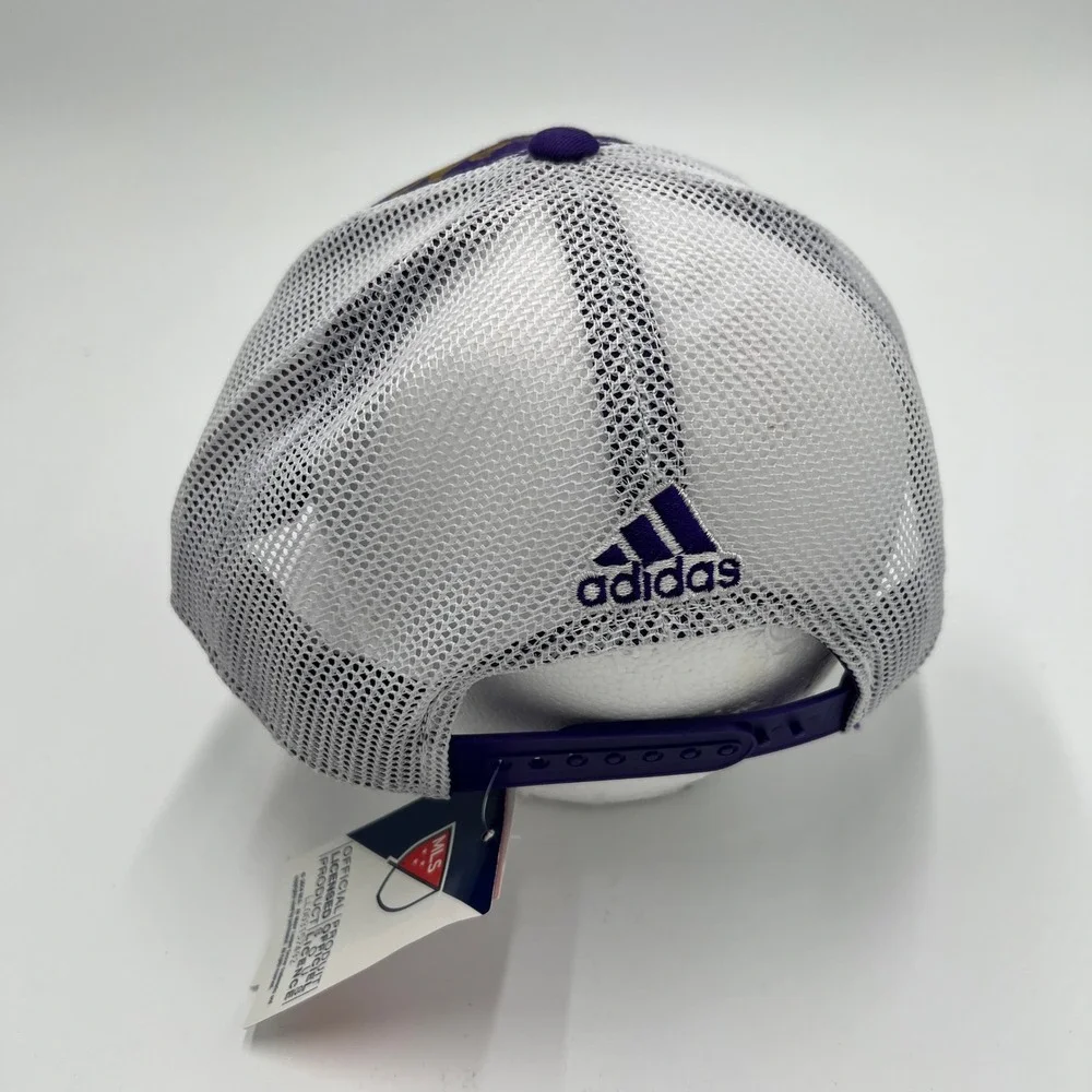 Adidas Orlando City SC MLS‎ Trucker Hat Snapback Purple White Mesh OSFA New